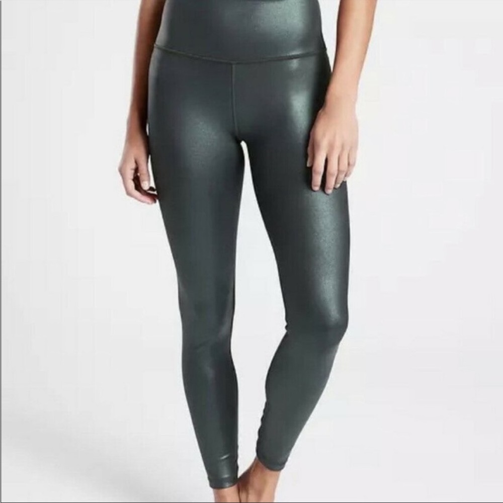 Athleta Elation Ultra High Rise Tight Metallic Dark Green - Picture 2 of 4